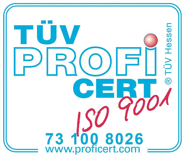 Logo ISO9001 Zertifizierung TÜV Hessen