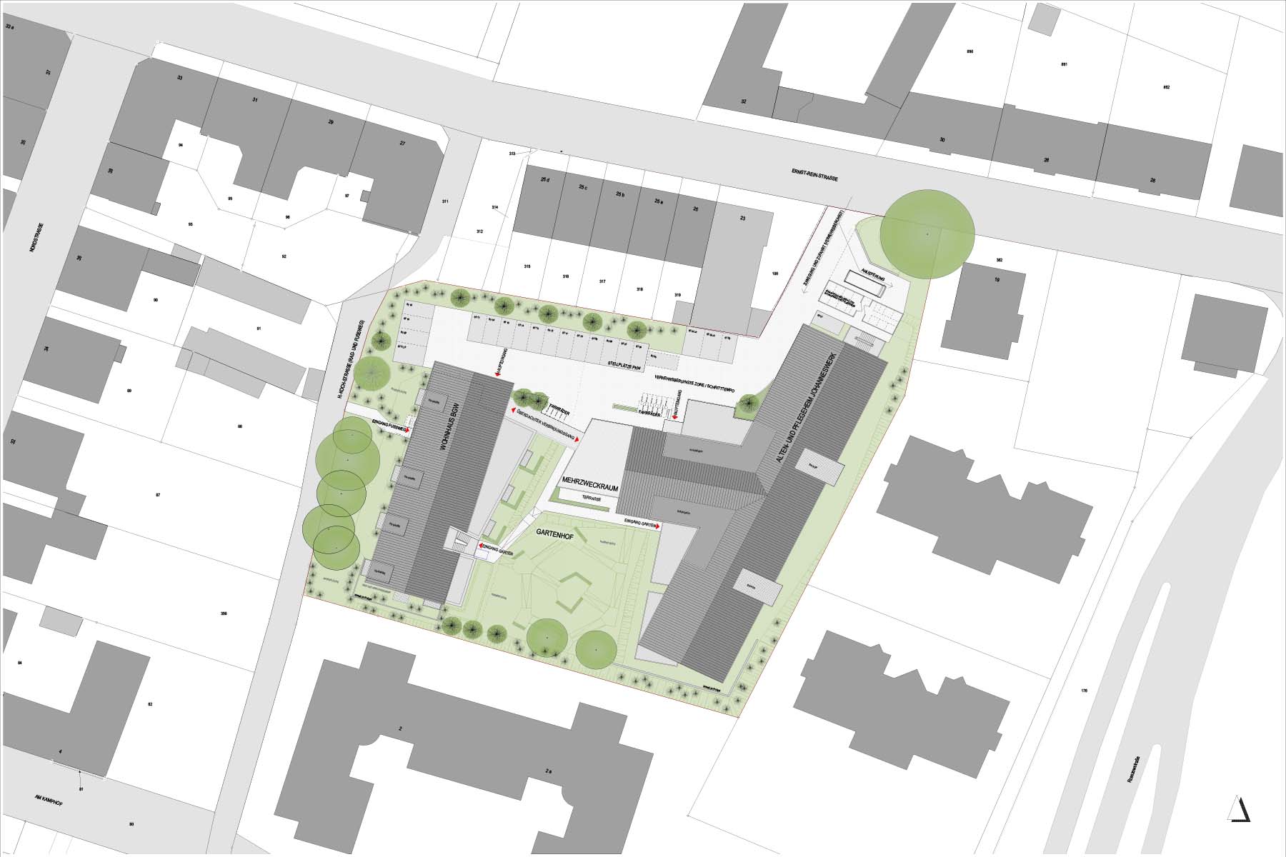 Lageplan Gelände Perthes-Zentrum - Wohnen im Kamphofviertel